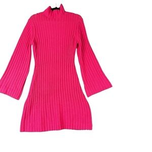 French Connection Fuchsia Mock Neck Sweater Dress Women's Size M